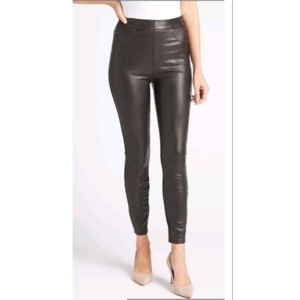 Spanx Faux Leather Pants Womens Small Black High Rise‎ Skinny Stretch Pull On